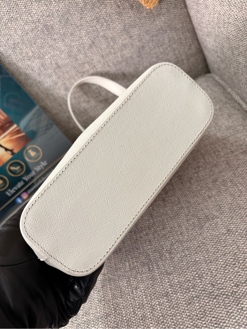 Burberry White Leather & Beige Nova Check Crossbody Bag - Picture 14 of 16